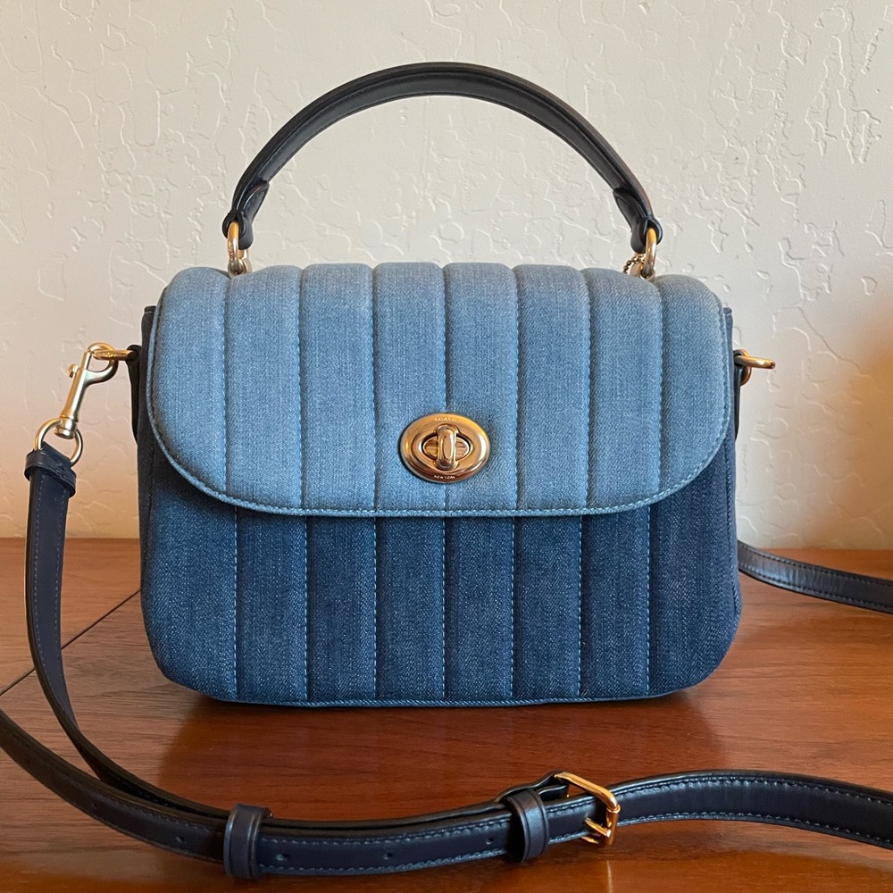 Two-tone Denim Coach crossbody/ top handle bag